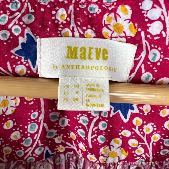 Anthropologie Maeve Pink Patterned Ruffle Shirt | Size 6 - Picture 14 of 14